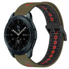 For Samsung Galaxy Watch 42mm 20mm Tricolor Breathable Silicone Watch Band(Armygreen+Red) - 1