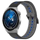 For Huawei Watch GT3 Pro 43mm 20mm Tricolor Breathable Silicone Watch Band(Black+Grey+Blue) - 1