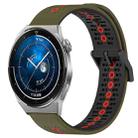 For Huawei Watch GT3 Pro 43mm 20mm Tricolor Breathable Silicone Watch Band(Armygreen+Red) - 1