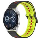For Huawei Watch GT3 42mm 20mm Tricolor Breathable Silicone Watch Band(Black+Lime+Red) - 1