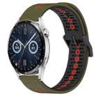 For Huawei Watch GT3 42mm 20mm Tricolor Breathable Silicone Watch Band(Armygreen+Red) - 1