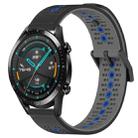 For Huawei Watch GT2 42mm 20mm Tricolor Breathable Silicone Watch Band(Black+Grey+Blue) - 1