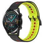 For Huawei Watch GT2 42mm 20mm Tricolor Breathable Silicone Watch Band(Black+Lime+Red) - 1