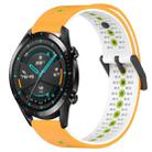 For Huawei Watch GT2 42mm 20mm Tricolor Breathable Silicone Watch Band(Yellow+White+Lime) - 1