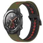 For Huawei Watch 2 20mm Tricolor Breathable Silicone Watch Band(Armygreen+Red) - 1