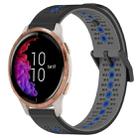 For Garmin Venu 20mm Tricolor Breathable Silicone Watch Band(Black+Grey+Blue) - 1