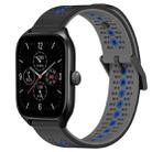 For Amazfit GTS 4 20mm Tricolor Breathable Silicone Watch Band(Black+Grey+Blue) - 1