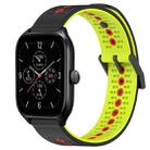 For Amazfit GTS 4 20mm Tricolor Breathable Silicone Watch Band(Black+Lime+Red) - 1