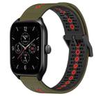 For Amazfit GTS 4 20mm Tricolor Breathable Silicone Watch Band(Army Green+Red) - 1