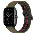 For Amazfit GTS 2E 20mm Tricolor Breathable Silicone Watch Band(Army Green+Red) - 1