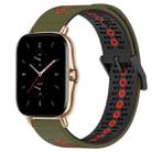 For Amazfit GTS 2 20mm Tricolor Breathable Silicone Watch Band(Army Green+Red) - 1