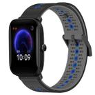 For Amazfit Pop 20mm Tricolor Breathable Silicone Watch Band(Black+Grey+Blue) - 1