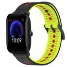 For Amazfit Pop 20mm Tricolor Breathable Silicone Watch Band(Black+Lime+Red) - 1