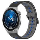 For Huawei Watch GT3 Pro 46mm 22mm Tricolor Breathable Silicone Watch Band(Black+Grey+Blue) - 1
