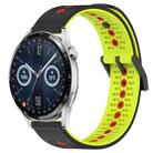For Huawei Watch GT3 46mm 22mm Tricolor Breathable Silicone Watch Band(Black+Lime+Red) - 1