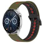 For Huawei Watch GT3 46mm 22mm Tricolor Breathable Silicone Watch Band(Army Green+Red) - 1