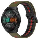 For Huawei Watch GT 2E 22mm Tricolor Breathable Silicone Watch Band(Army Green+Red) - 1