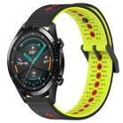 For Huawei GT2 46mm 22mm Tricolor Breathable Silicone Watch Band(Black+Lime+Red) - 1