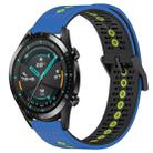 For Huawei GT2 46mm 22mm Tricolor Breathable Silicone Watch Band(Blue+Black+Lime) - 1