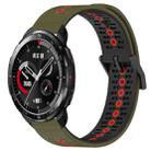 For Honor Watch GS Pro 22mm Tricolor Breathable Silicone Watch Band(Army Green+Red) - 1