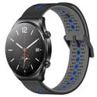 For Xiaomi MI Watch S1 22mm Tricolor Breathable Silicone Watch Band(Black+Grey+Blue) - 1