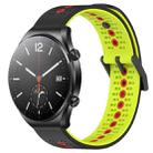 For Xiaomi MI Watch S1 22mm Tricolor Breathable Silicone Watch Band(Black+Lime+Red) - 1