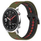 For Amazfit GTR 4 22mm Tricolor Breathable Silicone Watch Band(Army Green+Red) - 1