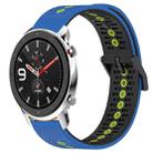 For Amazfit GTR 4 22mm Tricolor Breathable Silicone Watch Band(Blue+Black+Lime) - 1