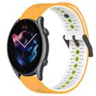 For Amazfit GTR 3 22mm Tricolor Breathable Silicone Watch Band(Yellow+White+Lime) - 1