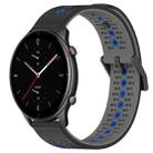 For Amazfit GTR 2e 22mm Tricolor Breathable Silicone Watch Band(Black+Grey+Blue) - 1