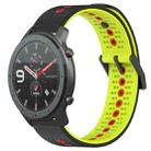 For Amazfit GTR 47mm 22mm Tricolor Breathable Silicone Watch Band(Black+Lime+Red) - 1