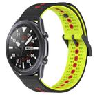 For Samsung Galaxy Watch3 45mm 22mm Tricolor Breathable Silicone Watch Band(Black+Lime+Red) - 1