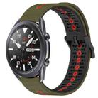 For Samsung Galaxy Watch3 45mm 22mm Tricolor Breathable Silicone Watch Band(Army Green+Red) - 1
