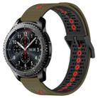 For Samsung Gear S3 Frontier 22mm Tricolor Breathable Silicone Watch Band(Army Green+Red) - 1