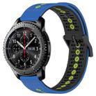 For Samsung Gear S3 Frontier 22mm Tricolor Breathable Silicone Watch Band(Blue+Black+Lime) - 1