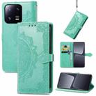 For Xiaomi 13 Mandala Flower Embossed Leather Phone Case(Green) - 1