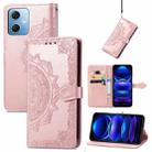 For Xiaomi Redmi Note 12 5G Mandala Flower Embossed Leather Phone Case(Rose Gold) - 1