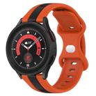 For Samsung Galaxy Watch5 Pro 45mm 20mm Butterfly Buckle Two-Color Silicone Watch Band(Orange+Black) - 1