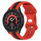 For Samsung Galaxy Watch5 Pro 45mm 20mm Butterfly Buckle Two-Color Silicone Watch Band(Red+Black) - 1