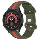For Samsung Galaxy Watch5 Pro 45mm 20mm Butterfly Buckle Two-Color Silicone Watch Band(Red+Army Green) - 1