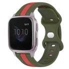 For Garmin Venu SQ 20mm Butterfly Buckle Two-Color Silicone Watch Band(Red+Army Green) - 1