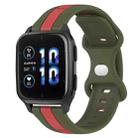 For Garmin Forerunner Sq2 Music 20mm Butterfly Buckle Two-Color Silicone Watch Band(Red+Army Green) - 1
