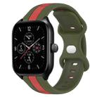 For Amazfit GTS 4 20mm Butterfly Buckle Two-Color Silicone Watch Band(Red+Army Green) - 1