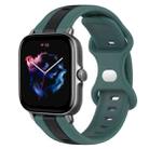 For Amazfit GTS 3 20mm Butterfly Buckle Two-Color Silicone Watch Band(Green+Black) - 1