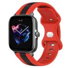 For Amazfit GTS 3 20mm Butterfly Buckle Two-Color Silicone Watch Band(Red+Black) - 1