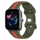For Amazfit GTS 3 20mm Butterfly Buckle Two-Color Silicone Watch Band(Red+Army Green) - 1