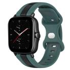 For Amazfit GTS 2E 20mm Butterfly Buckle Two-Color Silicone Watch Band(Green+Black) - 1