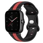 For Amazfit GTS 2E 20mm Butterfly Buckle Two-Color Silicone Watch Band(Black+Red) - 1