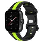 For Amazfit GTS 2E 20mm Butterfly Buckle Two-Color Silicone Watch Band(Black+Green) - 1