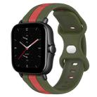 For Amazfit GTS 2E 20mm Butterfly Buckle Two-Color Silicone Watch Band(Red+Army Green) - 1